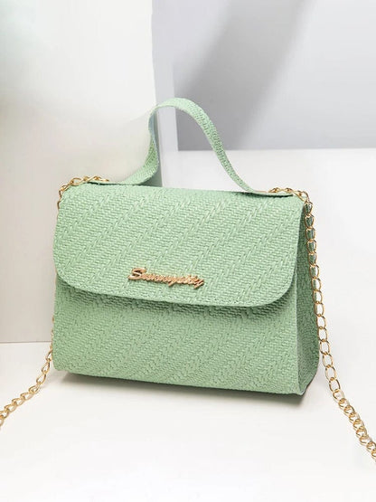 Embossed Chain Square PU Leather Bag – Women’s Large Capacity Shoulder & Crossbody