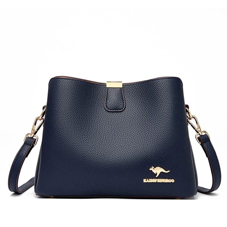 Luxury Designer Leather Women's Handbag – High-Quality 3-Layer Multifunctional