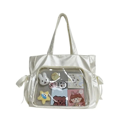 Ballet Ribbon Bow Handbag - Sweet Forest Style Double-Sided Large Capacity