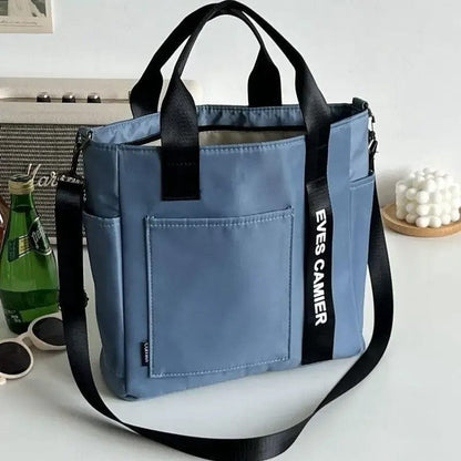 NavyTote Large Capacity Casual Tote Bag – Waterproof Nylon Canvas Messenger Bag