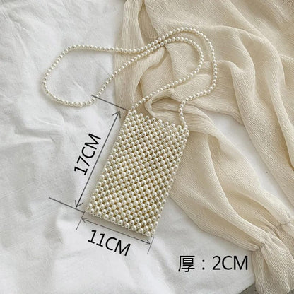 Pearluxe Handmade Mini Pearl Beaded Bag – Vintage Fashion Shoulder Bag