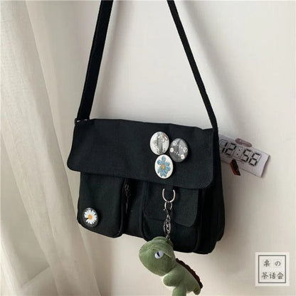 Cute Canvas Crossbody Bag for Women – Wild Student Shoulder Bag, Japanese Harajuku