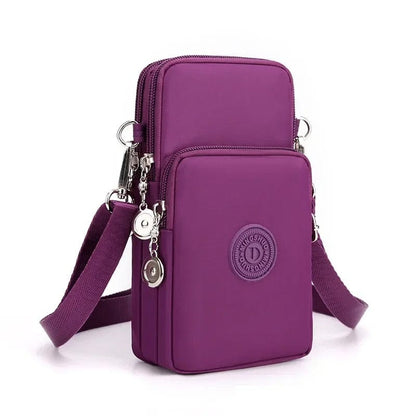 Nylon Mobile Phone Bag for Women - Small Crossbody Wallet & Coin Purse