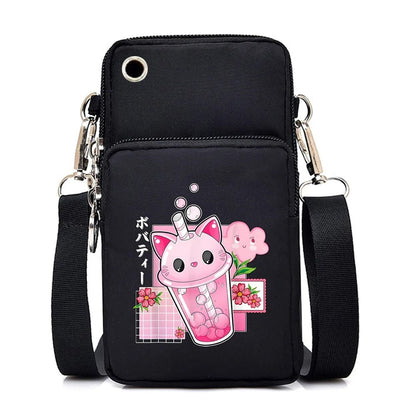 CatLover Mini Phone Bag – Just a Girl Who Loves Cats Print Crossbody Purse for Teens