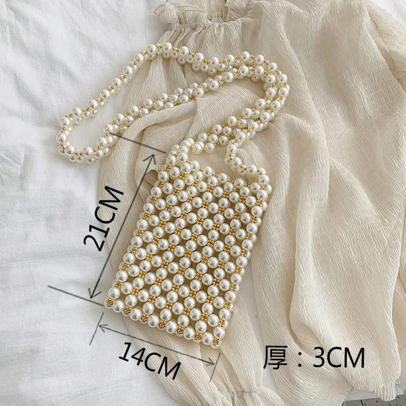 Pearluxe Handmade Mini Pearl Beaded Bag – Vintage Fashion Shoulder Bag