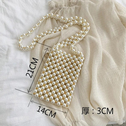 Pearluxe Handmade Mini Pearl Beaded Bag – Vintage Fashion Shoulder Bag