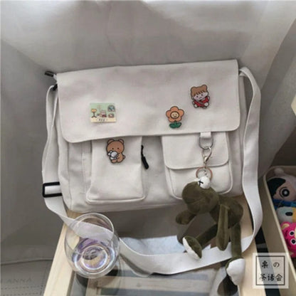 SweetCanvas Simple Messenger Bag – Casual Satchel Shoulder Bag for Women & Girls
