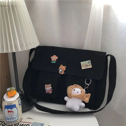 Cute Canvas Crossbody Bag for Women – Wild Student Shoulder Bag, Japanese Harajuku