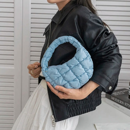 CloudQuilt Quilted Padded Crossbody Bag for Women – Pleated Ruched Tote & Bucket Shoulder Handbag