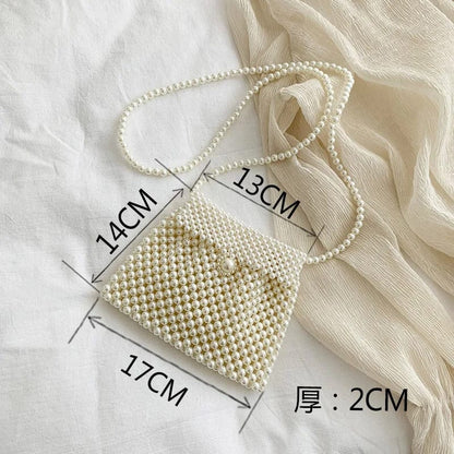 Pearluxe Handmade Mini Pearl Beaded Bag – Vintage Fashion Shoulder Bag