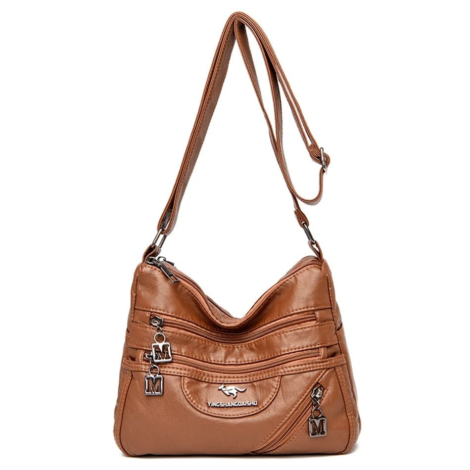 Luxury Soft Leather Crossbody Bag – Designer Multi-Pocket Shoulder Handbag for Women