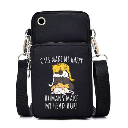 CatLover Mini Phone Bag – Just a Girl Who Loves Cats Print Crossbody Purse for Teens