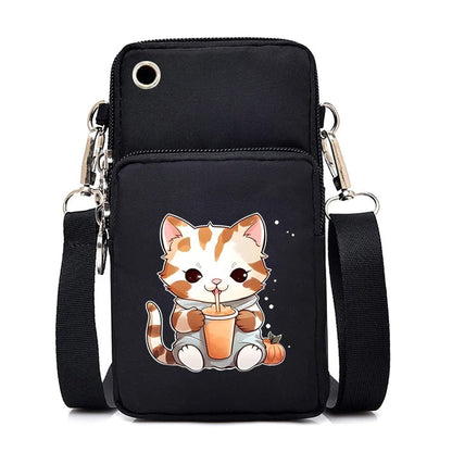 CatLover Mini Phone Bag – Just a Girl Who Loves Cats Print Crossbody Purse for Teens