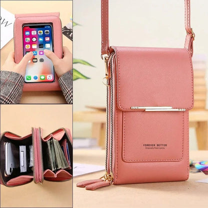 Touch Screen Cell Phone Purse for Women – Soft Leather Crossbody Shoulder Bag