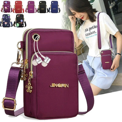 Stylish Crossbody Mini Bag for Women - 3-Layer Wallet & Phone Holder