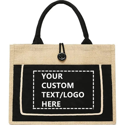DINYAO 2024 Custom Jute Shopping Bag – High-Quality Personalized Logo Tote & Beach Handbag