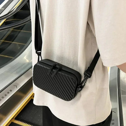 StriBox Lightweight Diagonal Striped Shoulder Bag – Soft PU Leather Unisex Messenger