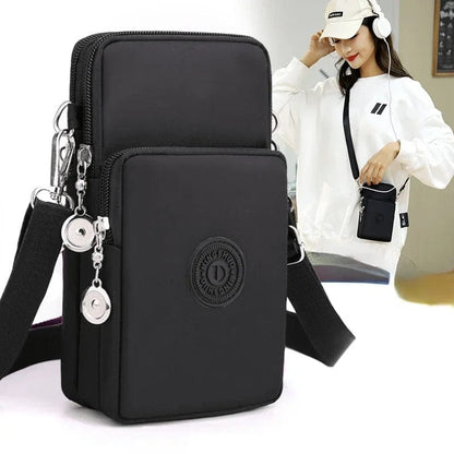 Nylon Mobile Phone Bag for Women - Small Crossbody Wallet & Coin Purse