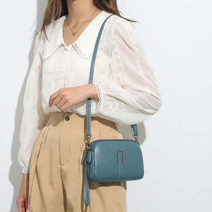 Genuine Leather Crossbody Bag for Women | Luxury Solid Color Shoulder & Messenger Clutch
