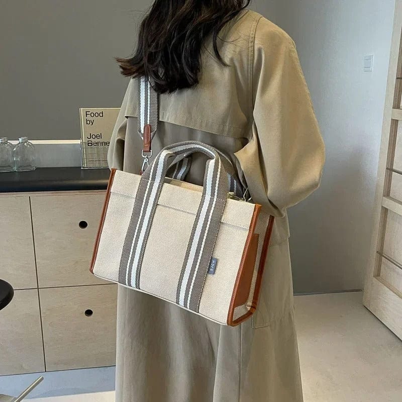 RetroChic Large-Capacity Canvas Tote Bag – 2024 Trendy One-Shoulder Commuter Bag