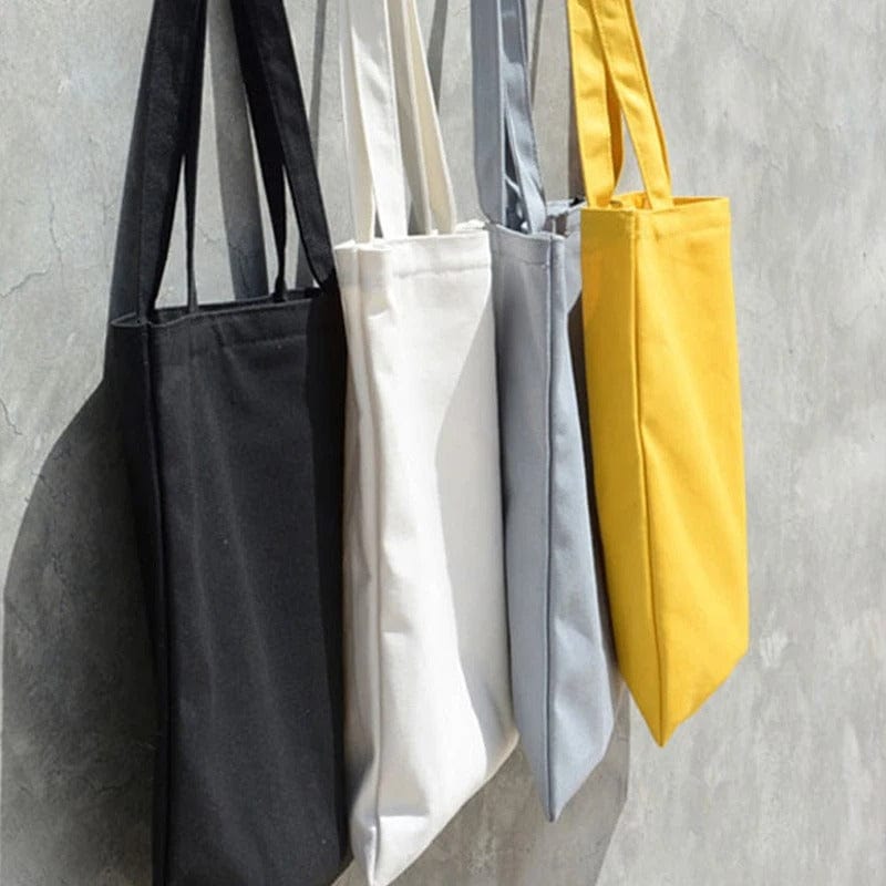 Solid Canvas Casual Tote Shoulder Bag for Women – Eco-Friendly DIY Shopping Bag for Girls