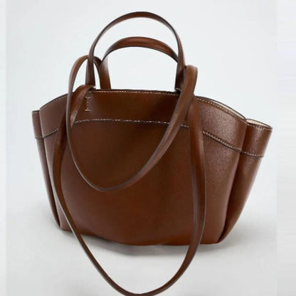 Retro PU Leather Large Capacity Tote Bag | Stylish Shoulder & Crossbody Handbag,