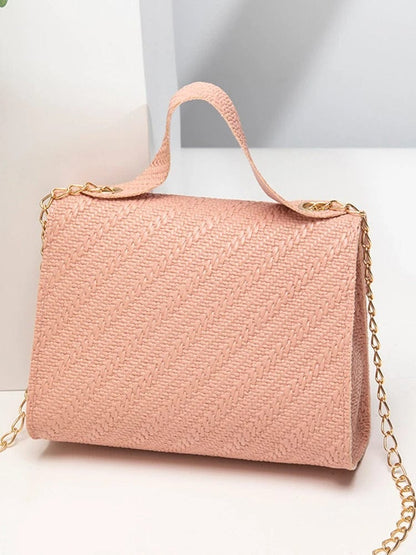 Embossed Chain Square PU Leather Bag – Women’s Large Capacity Shoulder & Crossbody