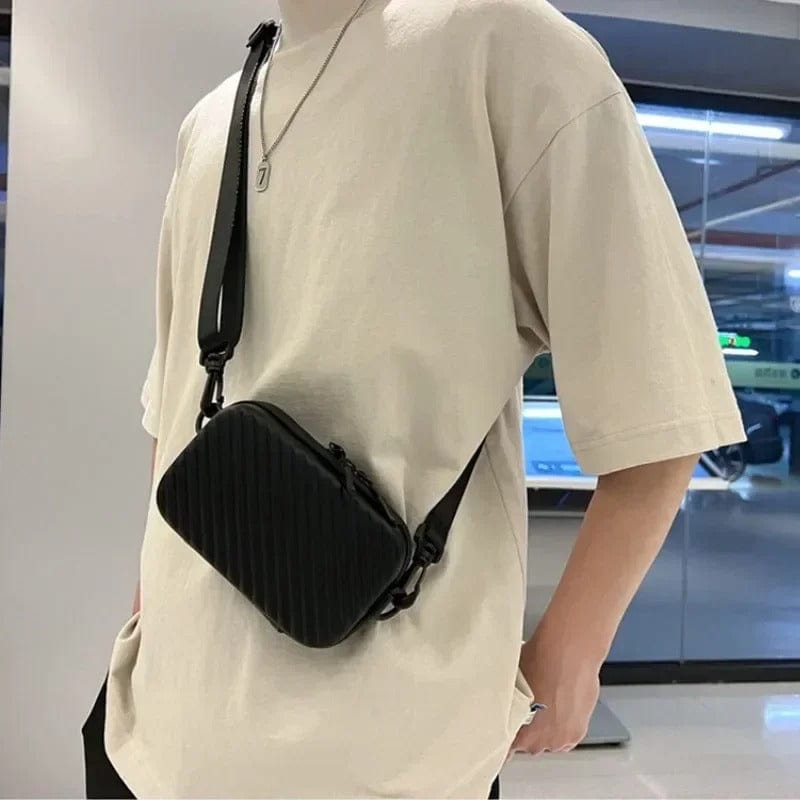 StriBox Lightweight Diagonal Striped Shoulder Bag – Soft PU Leather Unisex Messenger