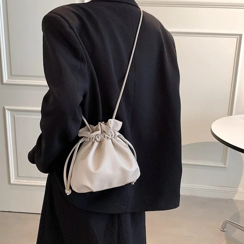 Korean Fashion Lady Shoulder Bag | Cute Drawstring Bucket Crossbody Bag for Women,