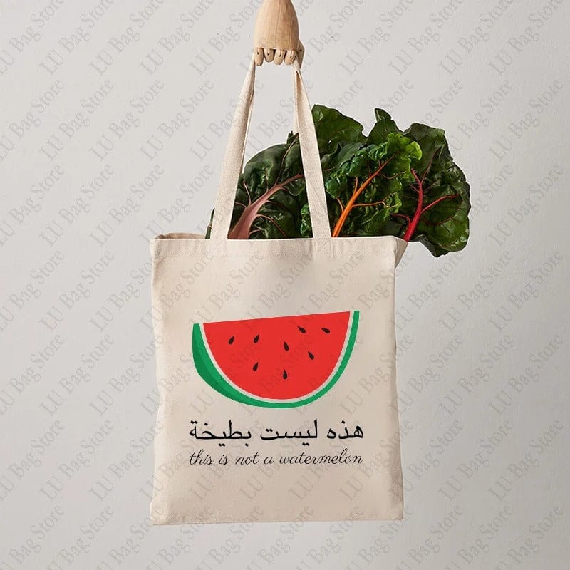 This Is Not A Watermelon" Magritte Parody Tote Bag – Peace Canvas Reusable Shopping