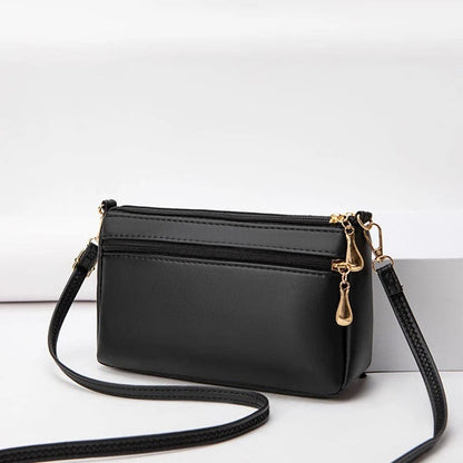 Double Zipper Crossbody Bag – PU Leather Diamond Lattice Shoulder Bag with