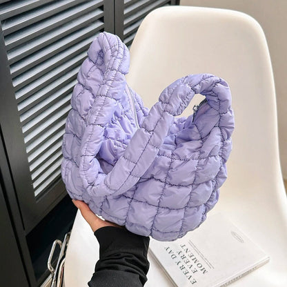 CloudQuilt Quilted Padded Crossbody Bag for Women – Pleated Ruched Tote & Bucket Shoulder Handbag