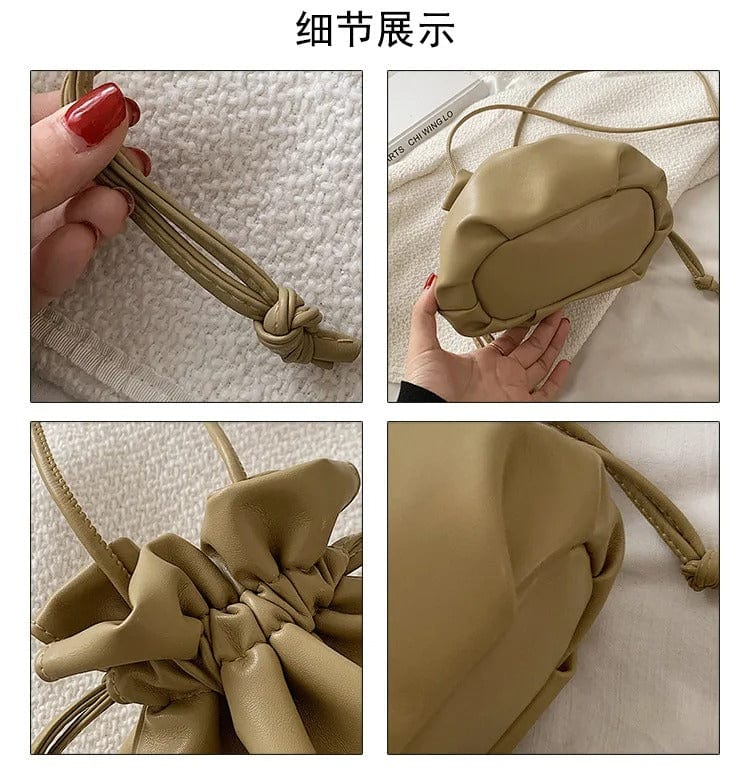Korean Fashion Lady Shoulder Bag | Cute Drawstring Bucket Crossbody Bag for Women,