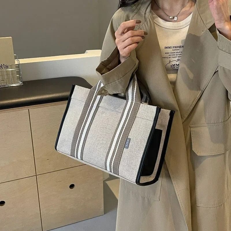 RetroChic Large-Capacity Canvas Tote Bag – 2024 Trendy One-Shoulder Commuter Bag