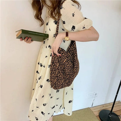 LeopardLuxe Japanese & Korean Style Small Messenger Bag