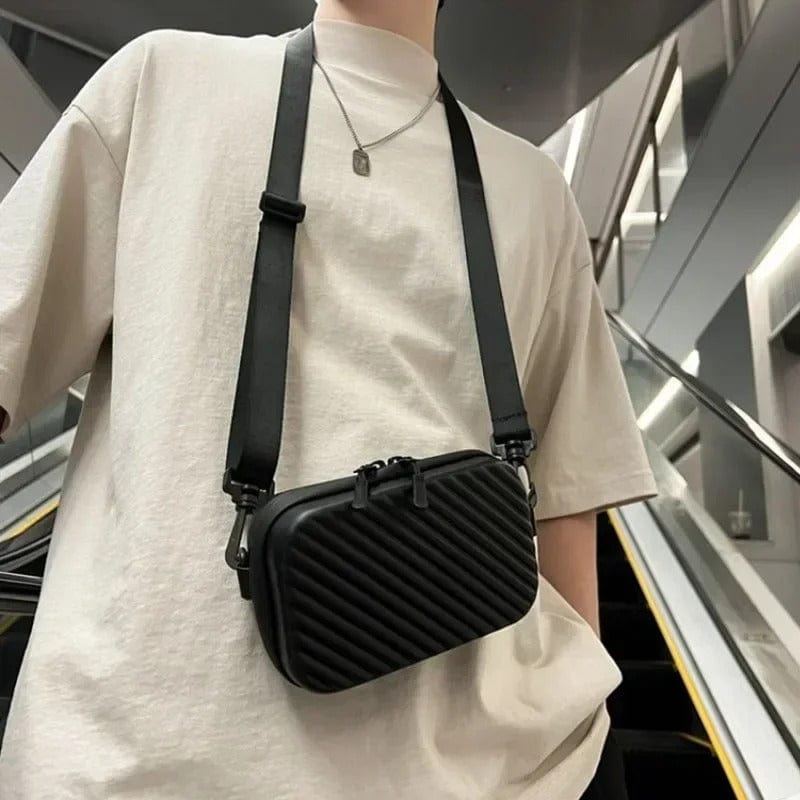 StriBox Lightweight Diagonal Striped Shoulder Bag – Soft PU Leather Unisex Messenger