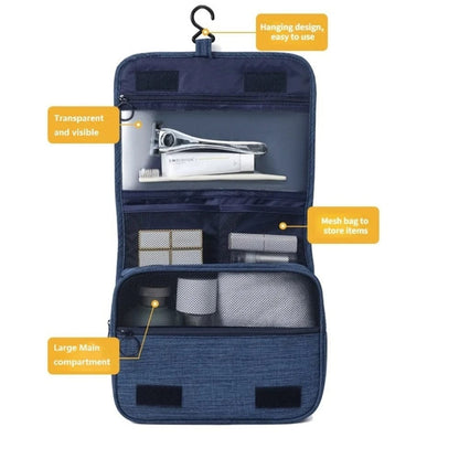 GlamorKeep Portable Toiletry Washbag - Waterproof, Hanging Hook, Large Capacity