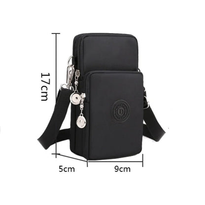 Nylon Mobile Phone Bag for Women - Small Crossbody Wallet & Coin Purse
