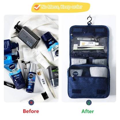 GlamorKeep Portable Toiletry Washbag - Waterproof, Hanging Hook, Large Capacity