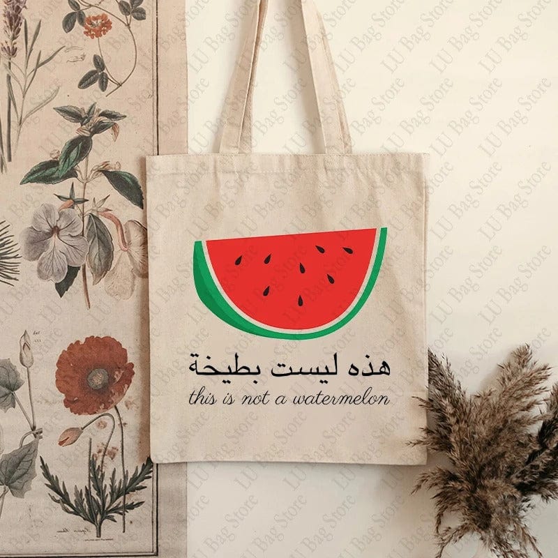 This Is Not A Watermelon" Magritte Parody Tote Bag – Peace Canvas Reusable Shopping