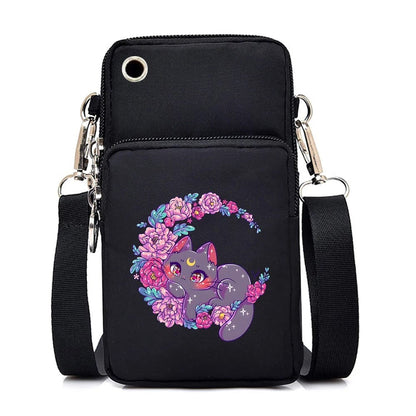CatLover Mini Phone Bag – Just a Girl Who Loves Cats Print Crossbody Purse for Teens