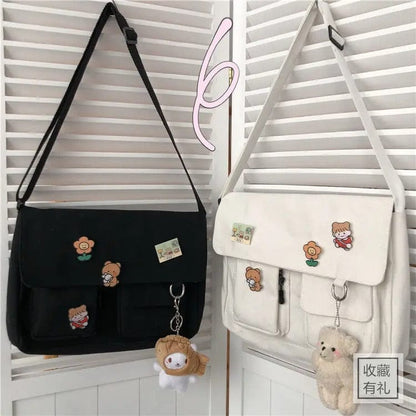SweetCanvas Simple Messenger Bag – Casual Satchel Shoulder Bag for Women & Girls