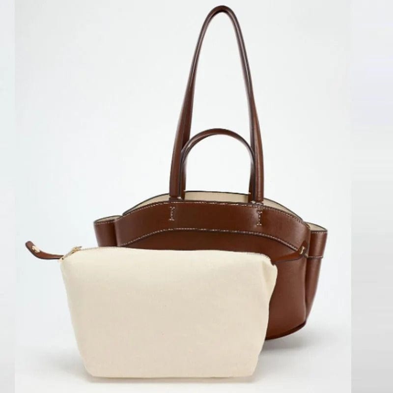 Retro PU Leather Large Capacity Tote Bag | Stylish Shoulder & Crossbody Handbag,