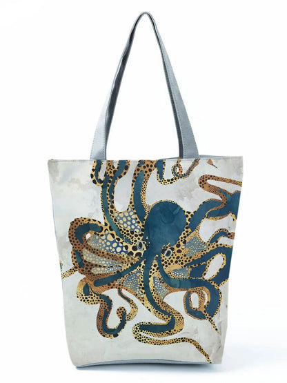 CartoonNurse Ladies Printed Handbag – Foldable High Capacity Eco Reusable Shoulder Bag for Travel & Shopping