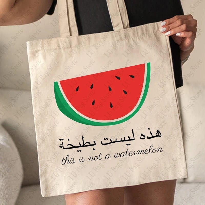 This Is Not A Watermelon" Magritte Parody Tote Bag – Peace Canvas Reusable Shopping