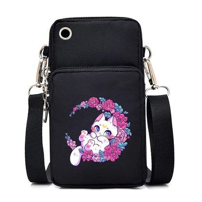 CatLover Mini Phone Bag – Just a Girl Who Loves Cats Print Crossbody Purse for Teens