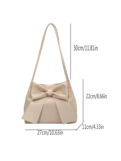 KawaiiBow Large Capacity Shoulder Bag – Fashionable Bow Knot Water Bucket Handbag for Women