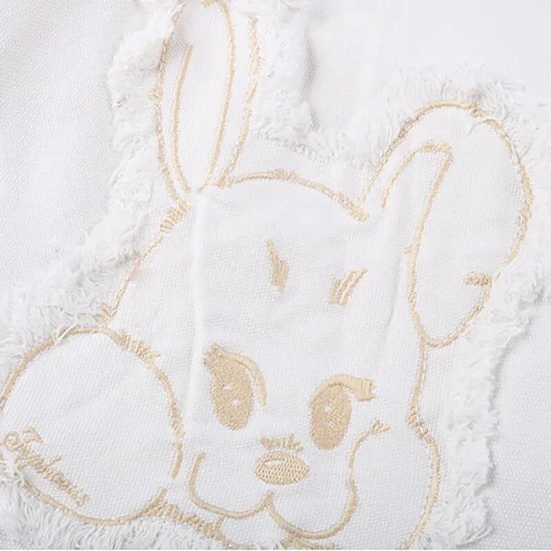 Harajuku Fringed Rabbit Embroidered Canvas Shoulder Bag – Stylish Women’s Crossbody