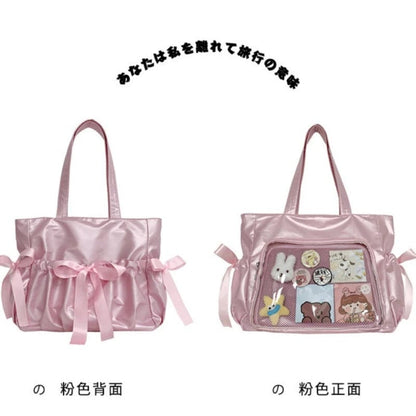 Ballet Ribbon Bow Handbag - Sweet Forest Style Double-Sided Large Capacity