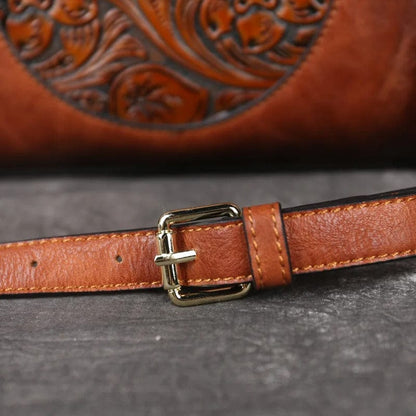Vintage Luxe Leather Women's Handbag - Retro Embossed Shoulder & Messenge